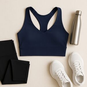 SPANX Longline Core Sports Bra Navy Medium Impact Racerback M